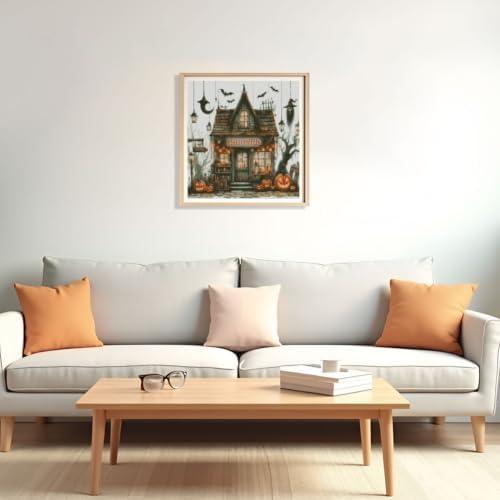 MYBISYMQQ Haunted House Stamped Cross Stitch Kit for Adults 13.7x13.7in - Image 5