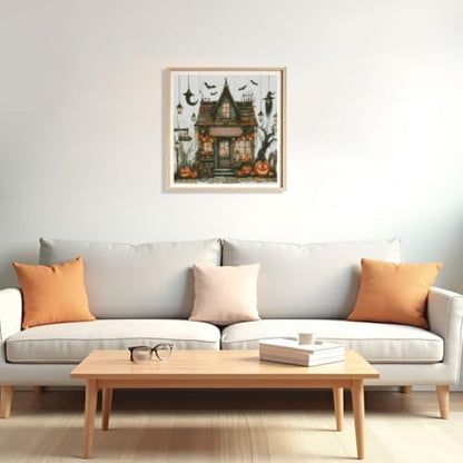 MYBISYMQQ Haunted House Stamped Cross Stitch Kit for Adults 13.7x13.7in - Image 5
