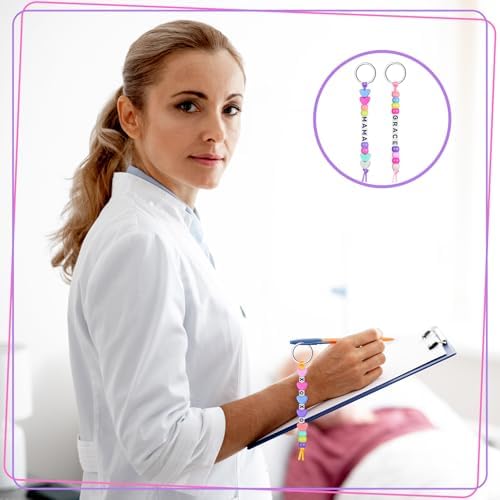 Landical 564 Pcs DIY Bead Keychain Kit Name Beads Craft Heart Bag Charm Set - Image 6