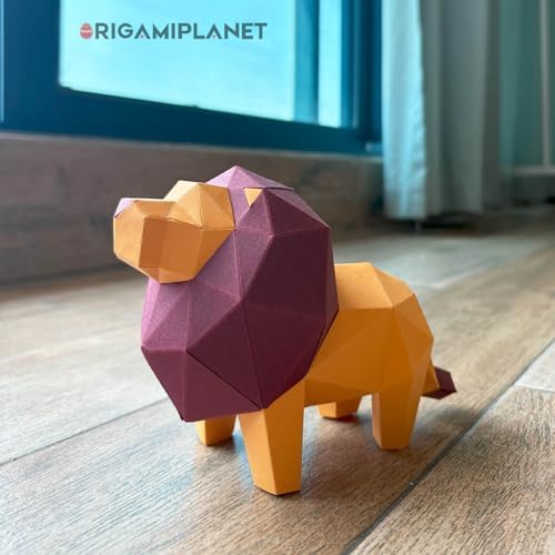 Lion 3D Origami Paper Craft Kit, Creative Handmade Paper Sculpture Art for Home Decor, Unique Pre-Cut DIY Cute Animal Models Origmai Papercraft Set, Present for Teens & Adults - Image 4