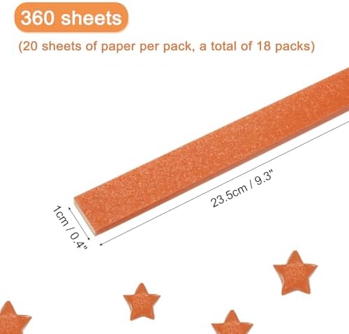 MECCANIXITY 360 Sheets Origami Paper Glitter Stars Papers Dark Orange Fold Paper for Beginner Arts Crafts Projects,0.4 x 9.3 Inch - Image 2