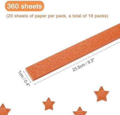 MECCANIXITY 360 Sheets Origami Paper Glitter Stars Papers Dark Orange Fold Paper for Beginner Arts Crafts Projects,0.4 x 9.3 Inch - Image 2