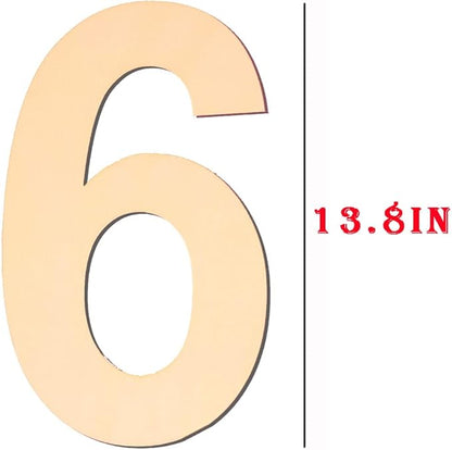 15 Inch Large Wooden Numbers 6, Blank Wood Number 6, Big Unfinished Wooden Numbers for DIY Craft,Large Wooden Number Signs, Large Wood Numbers for Birthday Wedding Party Decorations