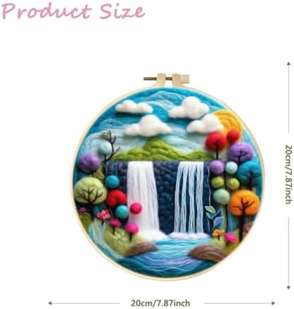 CaptainCrafts Needle Felting Kit, Wool Felt Supplies, Embroidery Hoops, Wool Painting Tools Needle Felting Starter Kit for DIY Decoration (Beautiful Forest Waterfall) - Image 2