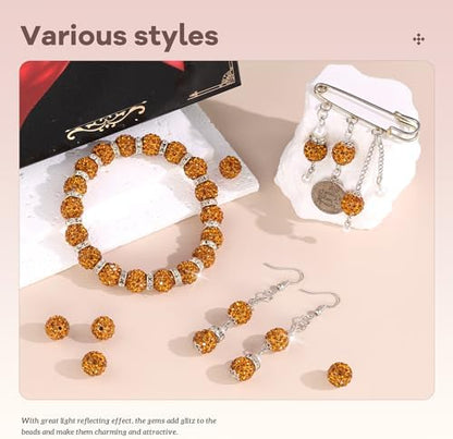 200pcs 10mm Rhinestone Beads for Jewelry Making, Golden Shiny Round Disco Ball Beads Bulk, Sparkle Crystal Clay Christmas for Bracelet Baseball Necklace Earring Crafting and DIY - Image 2