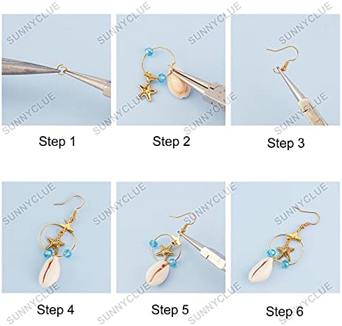 SUNNYCLUE 1 Box DIY 10 Pairs Beach Themed Earring Making Kits Starfish Shell Charms Cowrie Shell Beads & Glass Faceted Beads & Earring Hooks for Handmade Earrings Beginner - Image 4