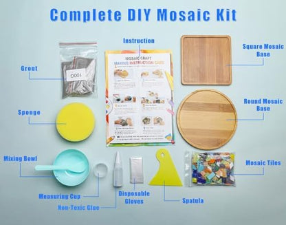 Lanyani 2 Sets of DIY Mosaic Craft Kits Mosaic Tiles Coaster Kit Make Your Own Mosaic Project Handmade Craft Set with Stained Glass Mosaic Tile Pieces for Decoration and Gift - Image 4