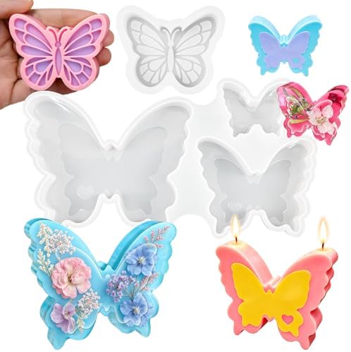 Butterfly Resin Molds, 2Pcs Butterfly Candle Molds 4 Shaped Size by ZQYSING