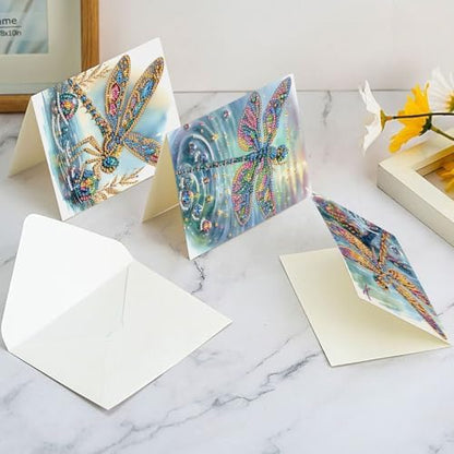 6 Pcs 5D Diamond Painting Greeting Cards Kits Dragonfly, Handmade Festival Greeting Cards with Envelopes DIY Diamond Art Crafts Birthday Cards Shimmer Design for Birthdays Holidays (30x15cm) - Image 7