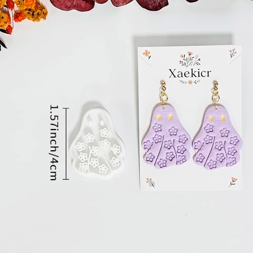 Xaekicr Halloween Ghost Polymer Clay Cutters with Floral Pattern – Cute Clay Earring Cutters Set for DIY Earrings – Polymer Clay Molds and Clay Tools for Halloween Jewelry Making - Image 3