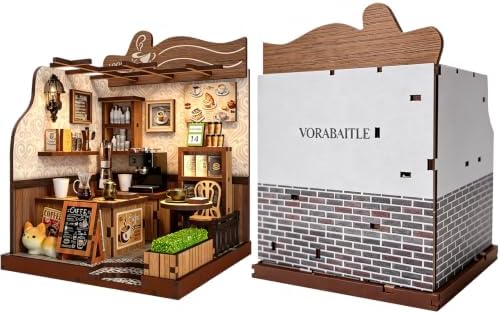 DIY Miniature House Kit for Beginners, Tiny Dollhouse Book Nook Kit Bookshelf Decor, 3D Wooden Puzzle, Gifts for Family Friends Adults Teens, Rustic Farmhouse Café - Image 2