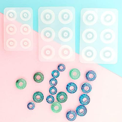 Woohome Beads Resin Moulds Set, 2 PCS Round Beads Resin Casting Mould and 2 PCS Diamond Beads Epoxy Resin Moulds with String for Bracelet, Gemstone Cabochon Jewelry Casting - Image 3