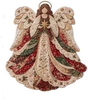 Christmas Patchwork Fabric DIY Decor Kit, Adult Sewing Handcrafted Set, Pre-Cut Fabric Squares, Make Your Own Christmas Tree Ornaments, Holiday Decoration Gift for Beginners(Angel) by Unknown