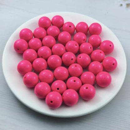 40pcs Acrylic Round Beads for Crafts 18mm Resin Candy Color Spacer Beads with Hole for Jewelry Making Sewing Crafts Decoration Necklaces Bracelets Earrings Supplies(Rose Red) - Image 2