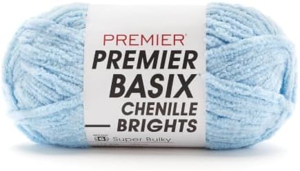 Premier Yarns Basix Chenille Brights, Light Blue, Super Bulky Weight, 5.3 by Premier