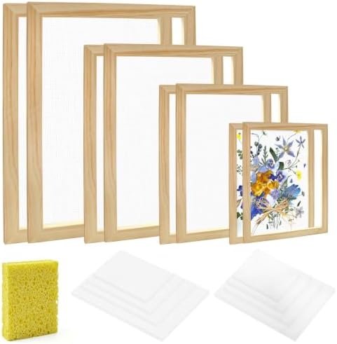 Erthskda Set of 4 Paper Making Screen Kit, Wooden Mould and Deckle Set by Erthskda