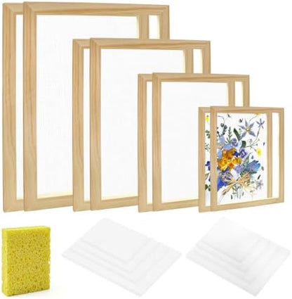 Erthskda Set of 4 Paper Making Screen Kit, Wooden Mould and Deckle Set by Erthskda