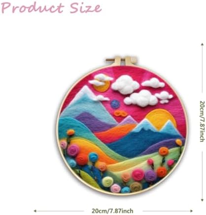 CaptainCrafts DIY Needle Felting Starter Kit with Picture Hoop, Foam Pad, Felt Cloth, Instructions for Home Decoration, Beginner Art Craft (Mountain Scenery) - Image 2