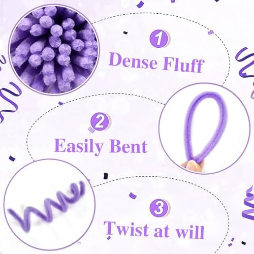 AHAMETON 620Pcs Purple Pipe Cleaners Flower Kit,Chenille Stems Craft - Image 4