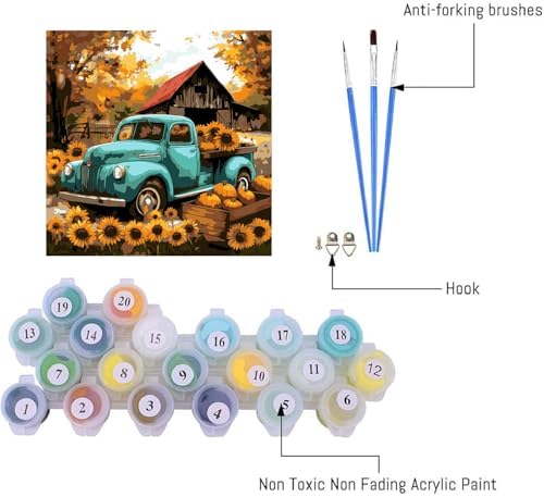 AIBOERL Paint by Numbers Kit for Adults Beginner,Fall Truck, 12X16In - Image 6