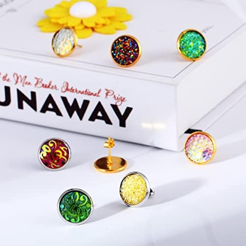 Hicarer 300 Pcs Earring Posts, Gold with Gold and Clear - Image 4