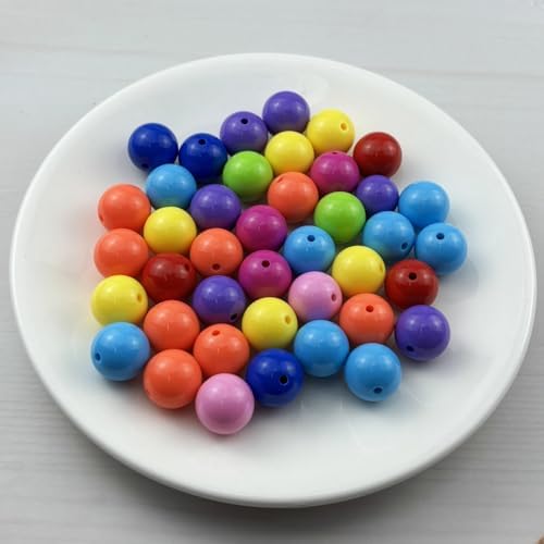 40pcs Acrylic Round Beads for Crafts 16mm Resin Candy Color Spacer Beads with Hole for Jewelry Making Sewing Crafts Decoration Necklaces Bracelets Earrings Supplies(Dark Mix Colors) - Image 2