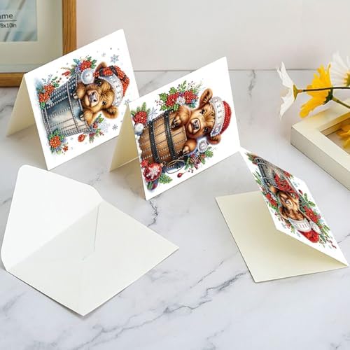 LazyFold 6 Pcs Diamond Art Painting Greeting Cards Kits, DIY Christmas Theme Handmade Festival Greeting Cards with Envelopes Diamond Art Crafts Birthday Cards Creative Gift - Image 7