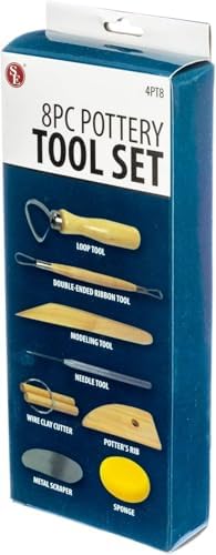 SE Pottery and Clay Carving Tool Set with Wooden Handles- Pottery Kit for Beginners- Clay Sculpting Set of 8 Pcs - 4PT8 - Image 6