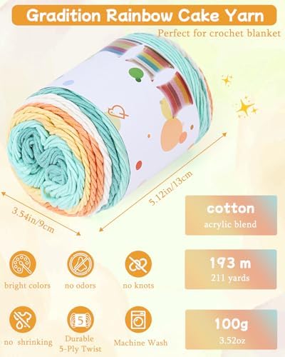 Aeelike Crochet Kit for Beginners,Knitting a Blanket with Cake Yarn - Image 3