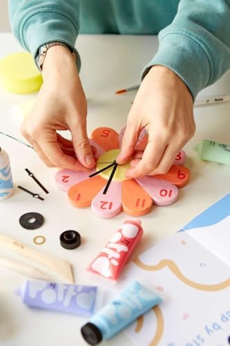 Pott'd Create-a-Clock Kit for Adults Beginners - Make Your own DIY Wall & Desk Clock with Air-Dry Clay, Tools, Acrylic Paints, and Batteries Included - Image 4