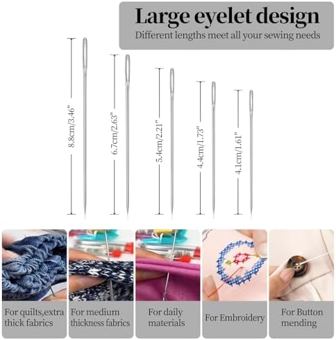 Obear 43-Piece Sewing Kit for Adults and Beginners,Big Eye Stainless Steel Sewing Needles Kit for Hand Sewing with Needle Threader and Seam Ripper - Image 2