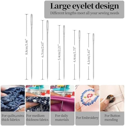 Obear 43-Piece Sewing Kit for Adults and Beginners,Big Eye Stainless Steel Sewing Needles Kit for Hand Sewing with Needle Threader and Seam Ripper - Image 2