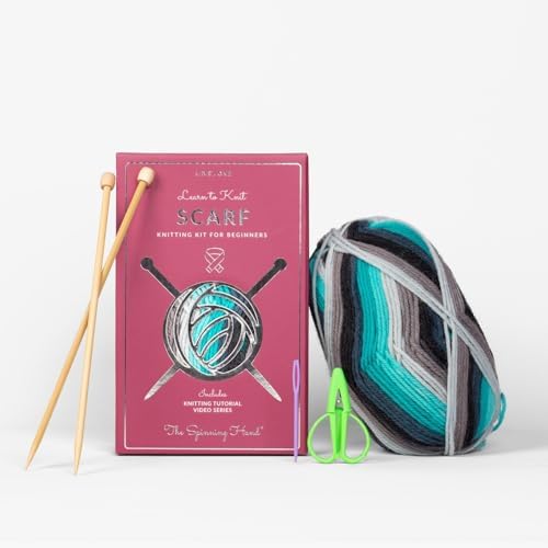 The Spinning Hand Knitting Kit for Beginners Adults – Educator-Designed, Self-Striping Wool Yarn, Bamboo Needles & Video Tutorials (Nebula) by TheSpinningHand