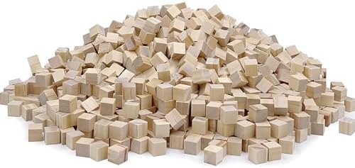 1cm Wood Blocks for Crafts, 500Pcs Unfinished Wood Cubes, Natural Pine Small Wood Square Blocks, Wooden Cubes for Arts Crafts and DIY Projects ﻿ by SIWUCHYE