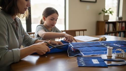 NASA Logo DIY Canvas Tote Bag Sewing Kit – Space-Themed Fabric Craft Project – Includes 24" x 43" Dark Blue & Red Fabric Panel & Instructions – Create 16" x 15" Handmade Tote Bag - Image 7