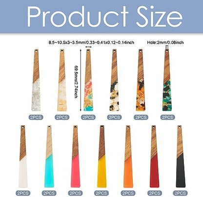 FASHEWELRY 26Pcs Resin Wood Earring Charms Long Triangle Transparent Wooden Earring Blanks Trapezoid Wooden Earring Pieces for DIY Jewelry Making - Image 3