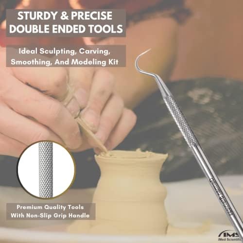 Clay Needle Tool 2Pcs Stainless Steel Professional Pin Needle Detail Tool for Ceramic Polymer Clay Sculpture Modeling to Make Intricate Design Detailing (Hook) - Image 5