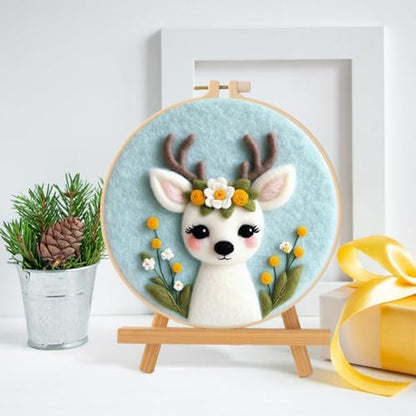 Needle Felt Starter Set, Needle Felting Kit, Felt Painting Kit for Adult Beginners Cute Animal Floral Wool Needle Felt Set with Felt Needle, Picture Frame, Foam Pad and Instructions Home Decor - Image 2