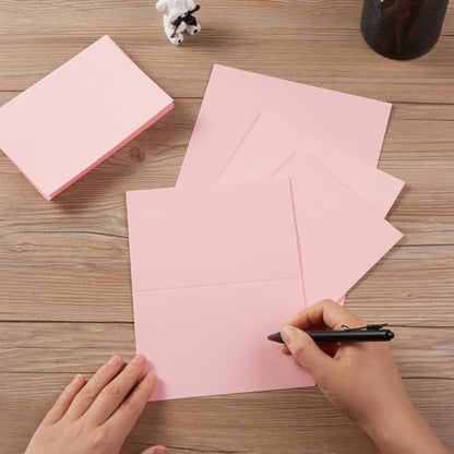 50 Pack Blank Folded Cardstock Business Cards, Pink, 3x5 - Image 5