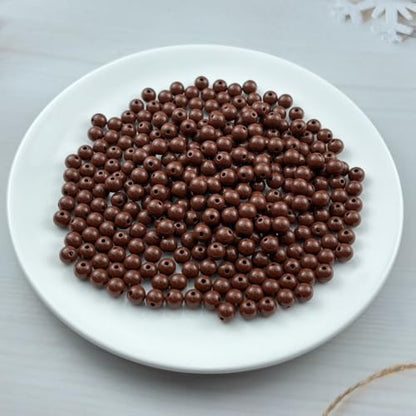300pcs Acrylic Round Beads for Crafts 8mm Resin Candy Color Spacer Beads with Hole for Jewelry Making Sewing Crafts Decoration Necklaces Bracelets Earrings Supplies(Brown) - Image 2