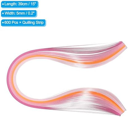 PATIKIL 600pcs Rainbow Quilling Strips Paper 3/16"(5mm) 15"Gradient Pink - Image 2