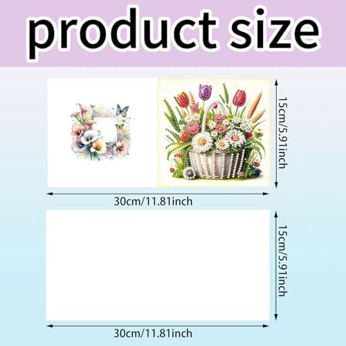 ARTopet 6Pcs Folding Greeting Card Diamond Art Painting Thank You Blessing Cards with White Envelope Rhinestones Painted Making Kits for Adults DIY Craft Holiday Gift-Flowers02 - Image 3