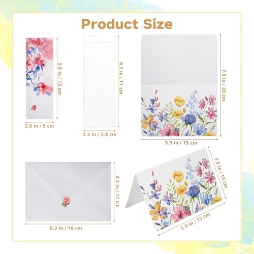152 PCS Blank Watercolor Cards & Bookmarks Kit, 140lb/300gsm Cotton Paper, 30 Sets 4"x6" Cards with Envelopes, 30 Bookmark Sets with Sleeves, Tassels & Stickers for DIY Greeting Card & Craft Projects - Image 4