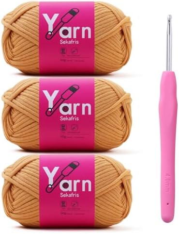 Beginner Yarn for Crocheting Cotton Crochet Yarn #4 Khaki by Sekafris
