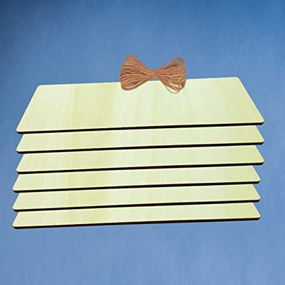 Unfinished Wood Sign Blank Rectangle Hanging Wooden Plaque DIY Craft Project Wood Sign with Rope Door Wall Art (15.7 x 4.7 x 0.2 in, 6-Pack) - Image 3