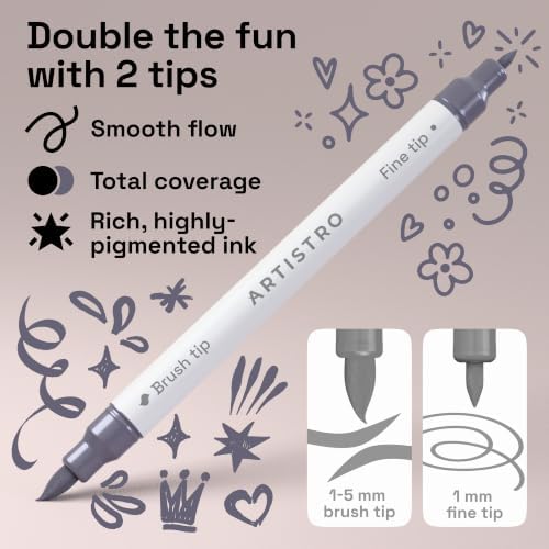 ARTISTRO 12 Gray Tones Dual-Tip Acrylic Paint Marker Pens for Drawing - Image 3