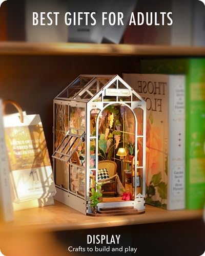 Rolife DIY Book Nook Kit Garden House, DIY Miniature Booknook Kit 3D Creative Decorative Bookend Bookshelf Insert 3D Puzzle for Adults, Halloween/Christmas Decorations/Gifts for Adults (Garden House) - Image 3