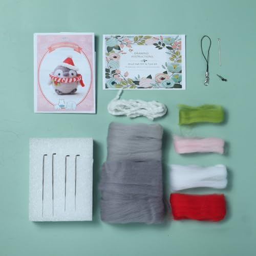 Wizardi Beginner Needle Felting Kit for Adults - Festive Penguin. Bird Felting Kit 5.5x5x4cm. Felting Tools. Wool Felting Supplies. Felt Crafts. Wool Felt. F07N8-W112 - Image 3