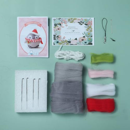 Wizardi Beginner Needle Felting Kit for Adults - Festive Penguin. Bird Felting Kit 5.5x5x4cm. Felting Tools. Wool Felting Supplies. Felt Crafts. Wool Felt. F07N8-W112 - Image 3