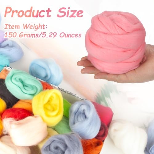PATIKIL Wool Roving Yarn, 150G/5.3OZ Soft Felting Wool Pure Chunky Roving Yarn Bulk for Needle Felting Knitting Blanket Spinning Weaving DIY Craft, Dark Pink - Image 2